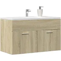 vidaXL Waschbeckenunterschrank Sonoma-Eiche 90x38,5x46 Holzwerkstoff