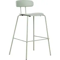 Beliani Barstuhl 2er Set Hellgrün Kunststoff und Metall mit Lehne Fußstützen Modernes Design Sitzmöbel Wohnzommer Küche Bar Wohnküche Ausstattung