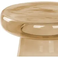 Beliani Beistelltisch Goldbraun Rauchglas Glänzend Hoch Rund 39 cm T-Form Pilzform Konisch Retro-Stil Couchtisch für Pflanzen Wohnzimmer Ausstattung