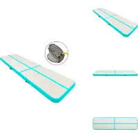 vidaXL Aufblasbare Gymnastikmatte mit Pumpe 800x100x20 cm PVC Grün - Yoga- & Pilatesmatten