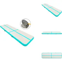 vidaXL Aufblasbare Gymnastikmatte mit Pumpe 600x100x20 cm PVC Grün - Yoga- & Pilatesmatten