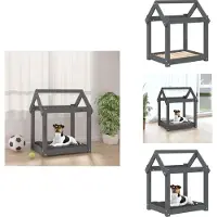 vidaXL Hundebett Grau 61x50x70 cm Massivholz Kiefer - Hundebetten