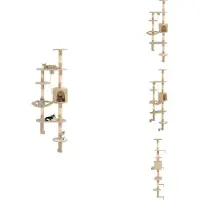 vidaXL Wandkratzbaum mit Sisal-Kratzsäulen 194 cm Beige - Kratzbäume
