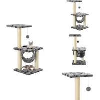 vidaXL Katzen-Kratzbaum Sisal 65 cm Grau Pfoten-Muster - Kratzbäume