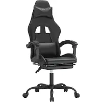 vidaXL Gaming-Stuhl mit Fußstütze Drehbar Schwarz Kunstleder