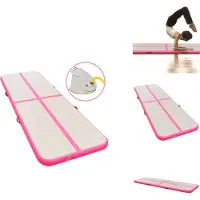 vidaXL Aufblasbare Gymnastikmatte mit Pumpe 400x100x10 cm PVC Rosa - Yoga- & Pilatesmatten
