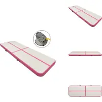 vidaXL Aufblasbare Gymnastikmatte mit Pumpe 400x100x20 cm PVC Rosa - Yoga- & Pilatesmatten