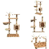 vidaXL Katzen-Kratzbaum 125 cm Beige mit Pfoten-Aufdruck - Kratzbäume