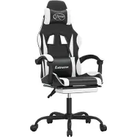 vidaXL Gaming-Stuhl mit Fußstütze Drehbar Schwarz & Weiß Kunstleder