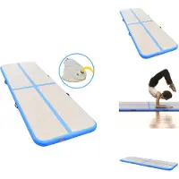 vidaXL Aufblasbare Gymnastikmatte mit Pumpe 600x100x10 cm PVC Blau - Yoga- & Pilatesmatten