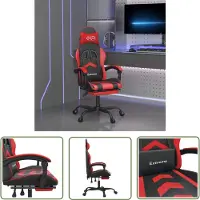 The Living Store Gaming-Stuhl mit Fußstütze Drehbar Schwarz & Rot Kunstleder