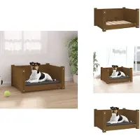 vidaXL Hundebett Honigbraun 55,5x45,5x28 cm Massivholz Kiefer - Hundebetten