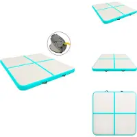 vidaXL Aufblasbare Gymnastikmatte mit Pumpe 200x200x10 cm PVC Grün - Yoga- & Pilatesmatten