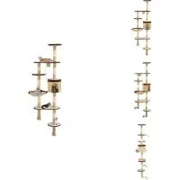 vidaXL Wandkratzbaum mit Sisal-Kratzsäulen 194 cm Beige/Braun - Kratzbäume