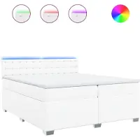 vidaXL Boxspringbett mit Matratze Weiß 200x200 cm Kunstleder