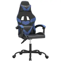 vidaXL Gaming-Stuhl Drehbar Schwarz und Blau Kunstleder