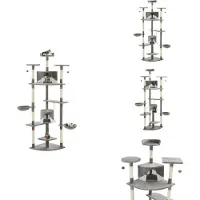 vidaXL Katzen-Kratzbaum mit Sisal-Kratzsäulen 203 cm Grau und Weiß - Kratzbäume