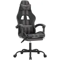 vidaXL Gaming-Stuhl mit Fußstütze Schwarz und Grau Kunstleder