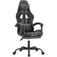 The Living Store Gaming-Stuhl mit Fußstütze Drehbar Schwarz & Grau Kunstleder