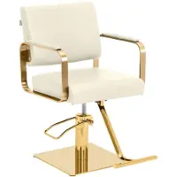 Physa OTLEY Friseur- und Kosmetikstuhl mit Fußstütze - Creme und Gold