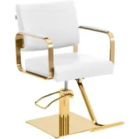 Physa OTLEY Friseur- und Kosmetikstuhl mit Fußstütze – weiß und gold