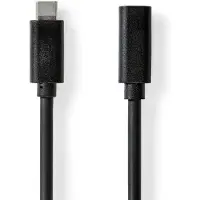 Nedis USB-Kabel - USB 3.2 Gen 1 - USB-C Stecker - USB-C Buchse - 60 W - 4K@60Hz - 5 Gbps - Vernickelt - 1.00 m - Rund - PVC - Schwarz - Label