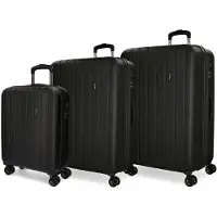 Joumma Bags MOVOM Holz Schwarz, Luxus ABS Reisekoffer Set, 75cm/65cm/55cm, 5318461