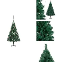 vidaXL Künstlicher Weihnachtsbaum mit Beleuchtung & Kugeln Grün 150 cm - Weihnachtsbäume
