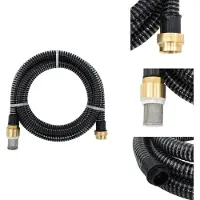 vidaXL Saugschlauch mit Messing-Anschlüssen Schwarz 1,1" 5 m PVC - Gartenschläuche
