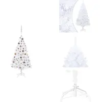 vidaXL Künstlicher Weihnachtsbaum mit Beleuchtung & Kugeln Weiß 120 cm - Weihnachtsbäume