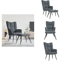 vidaXL Relaxsessel mit Hocker Dunkelgrau Samt - Sessel