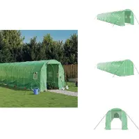 vidaXL Gewächshaus mit Stahlrahmen Grün 32 m² 16x2x2 m - Gewächshäuser