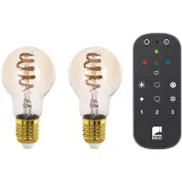 Eglo connect.z Set – Fernbedienung + 2x E27 A60 Spiral Amber Smarte Lampen mit Tunable White