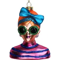 HD Collection Christbaumschmuck 10,7cm Keramik Fashion Model Figur Handbemalt & mit Glitzer Weihnachtsbaum Anhänger Weihnachten Weihnachtsbaumschmuck Mode Frau Bunt