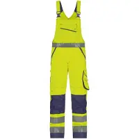 Dassy Malmedy Warnschutz Latzhose mit Kniepolstertaschen - neongelb/dunkelblau - 52-5cm
