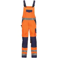 Dassy Toulouse Warnschutz Latzhose mit Kniepolstertaschen - neonorange/dunkelblau - 58-5cm