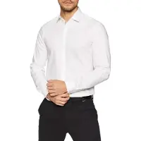 Calvin Klein Herren Hemden Poplin Stretch Slim Shirt - Wit - Größe 42