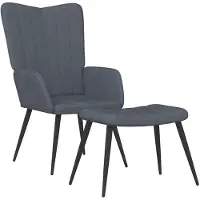 vidaXL Relaxsessel mit Hocker Dunkelgrau Samt