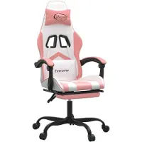 vidaXL Gaming-Stuhl mit Fußstütze Drehbar Weiß & Rosa Kunstleder