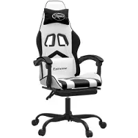 vidaXL Gaming-Stuhl mit Fußstütze Drehbar Weiß & Schwarz Kunstleder