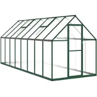 vidaXL Gewächshaus mit Fundamentrahmen Grün 445x169x195 cm Aluminimum