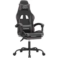 vidaXL Gaming-Stuhl mit Fußstütze Drehbar Schwarz & Grau Kunstleder