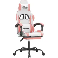 vidaXL Gaming-Stuhl mit Fußstütze Drehbar Weiß & Rosa Kunstleder