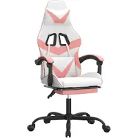 vidaXL Gaming-Stuhl mit Fußstütze Weiß und Rosa Kunstleder