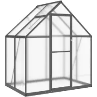 vidaXL Gewächshaus mit Fundamentrahmen Anthrazit 169x114x195 cm Alu