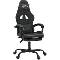 vidaXL Gaming-Stuhl mit Fußstütze Drehbar Schwarz Kunstleder