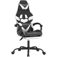 vidaXL Gaming-Stuhl mit Fußstütze Schwarz und Weiß Kunstleder