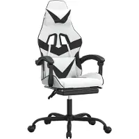vidaXL Gaming-Stuhl mit Fußstütze Weiß und Schwarz Kunstleder