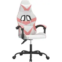 vidaXL Gaming-Stuhl Drehbar Weiß und Rosa Kunstleder
