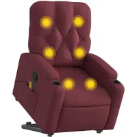 vidaXL Massagesessel mit Aufstehhilfe Weinrot Stoff